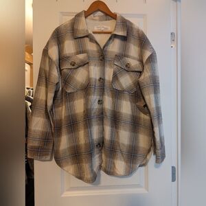 Eden & Olivia Plaid Jacket in Cream and Brown